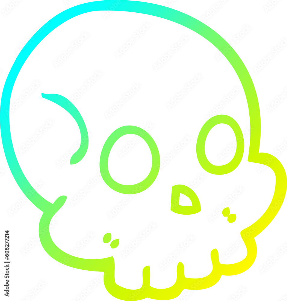 cold gradient line drawing of a cartoon skull cold gradient line drawing of a cartoon skull