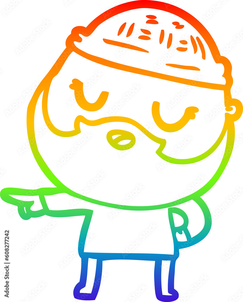 rainbow gradient line drawing of a cute cartoon man with beard rainbow gradient line drawing of a cute cartoon man with beard