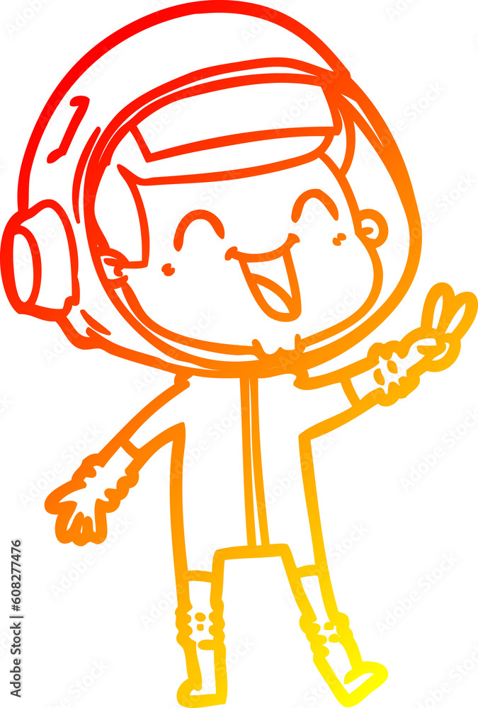 warm gradient line drawing of a happy cartoon astronaut warm gradient line drawing of a happy cartoon astronaut