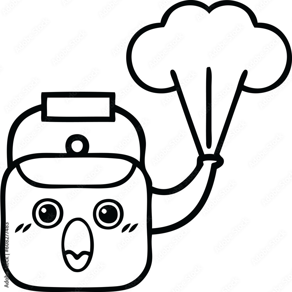 line drawing cartoon of a steaming kettle line drawing cartoon of a steaming kettle