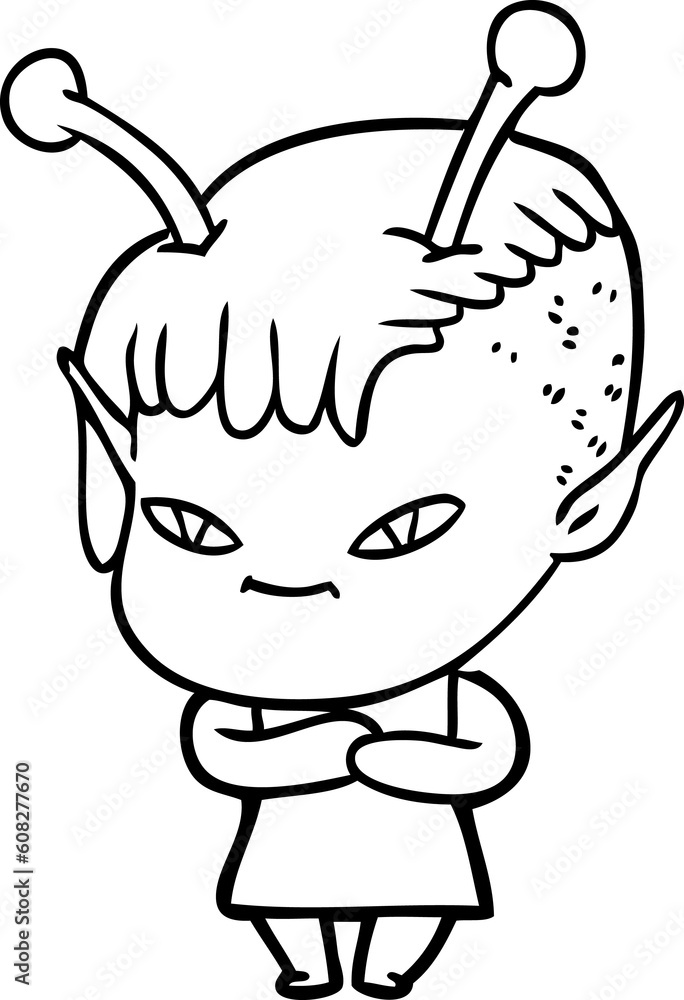 cute cartoon alien girl