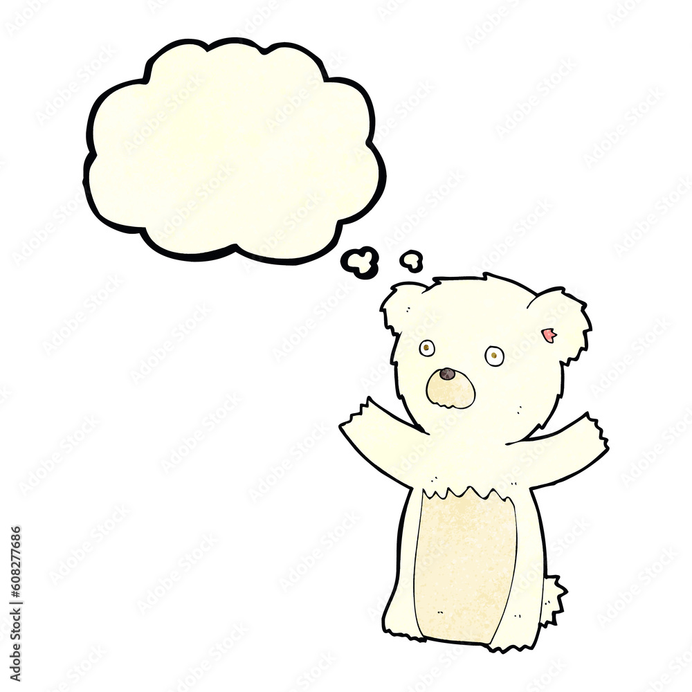 cartoon polar bear cub with thought bubble cartoon polar bear cub with thought bubble