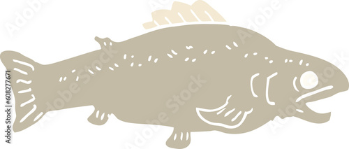 flat color illustration cartoon large fish