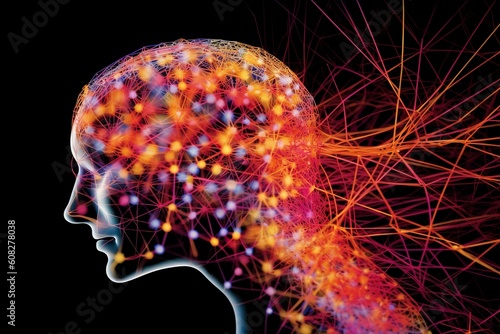 A hybrid computational brain, illustration. Ai generated.