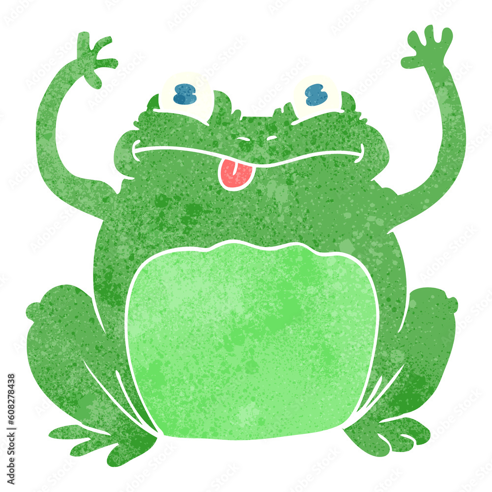 freehand retro cartoon funny frog freehand retro cartoon funny frog
