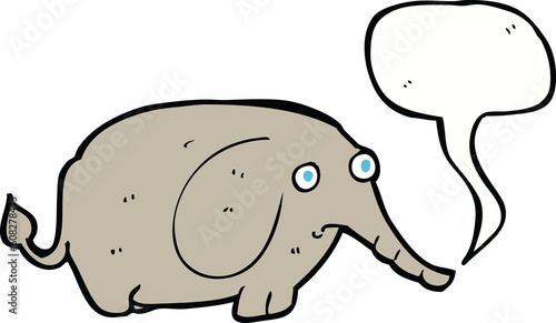 Canvas Print cartoon sad little elephant with speech bubble