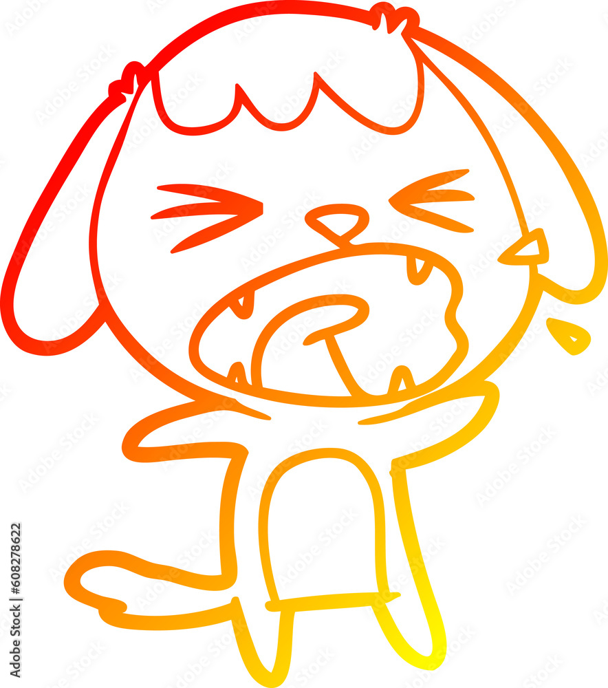 warm gradient line drawing of a cute cartoon dog barking warm gradient line drawing of a cute cartoon dog barking