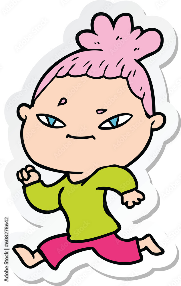 sticker of a cartoon woman