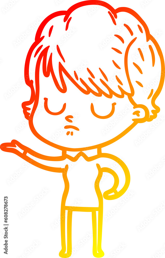 warm gradient line drawing of a cartoon woman warm gradient line drawing of a cartoon woman