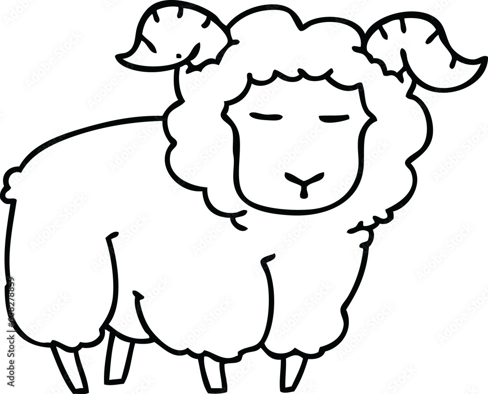 line drawing quirky cartoon ram line drawing quirky cartoon ram