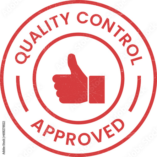 Quality Control Approved Stamp, Badge, Icon, Seal, Emblem, Quality Assurance Label, Quality Concept, Service, Controller, Patch, Rubber, Product, Sticker, Vector Illustration With Grunge Texture