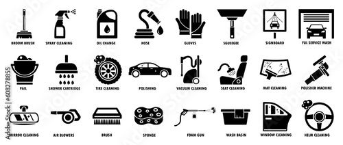 Auto car detailer icon. Vector illustrations photo