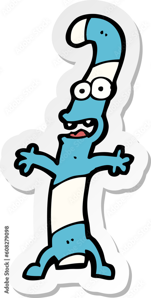 sticker of a cartoon candy cane sticker of a cartoon candy cane