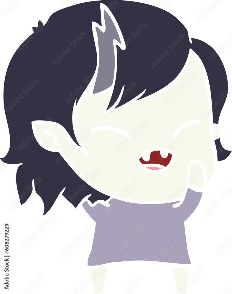 Obraz premium flat color style cartoon laughing vampire girl