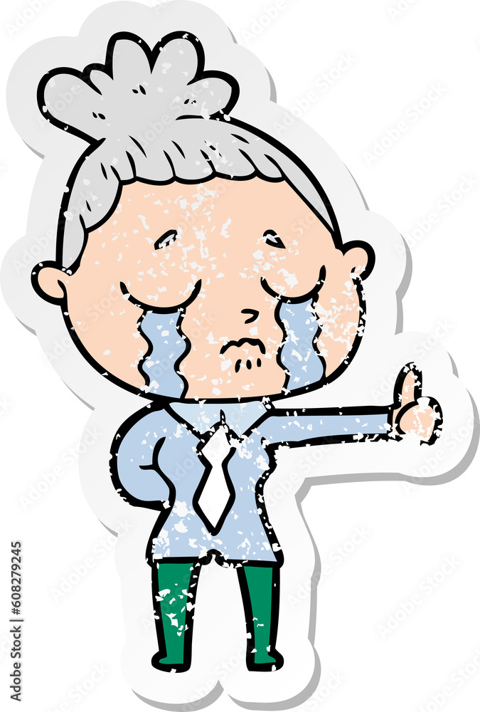 distressed sticker of a cartoon crying businesswoman distressed sticker of a cartoon crying businesswoman