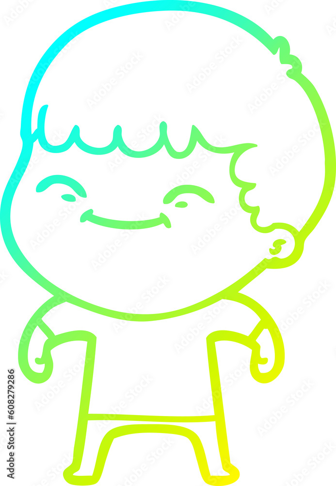 cold gradient line drawing of a cartoon happy boy cold gradient line drawing of a cartoon happy boy