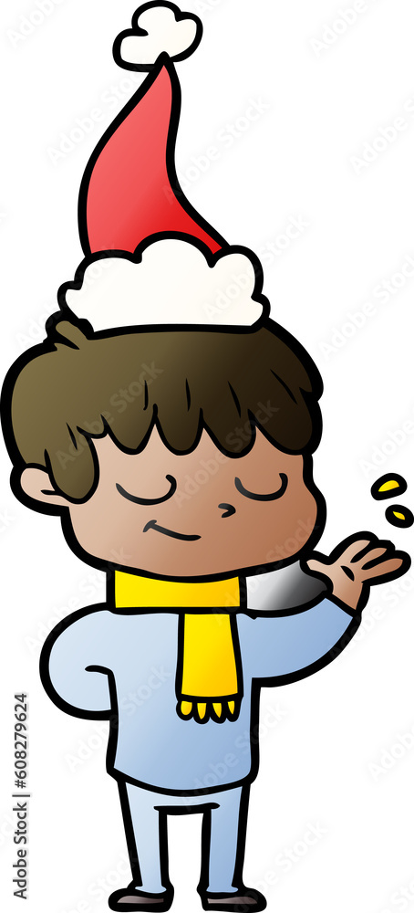 hand drawn gradient cartoon of a happy boy wearing santa hat hand drawn gradient cartoon of a happy boy wearing santa hat