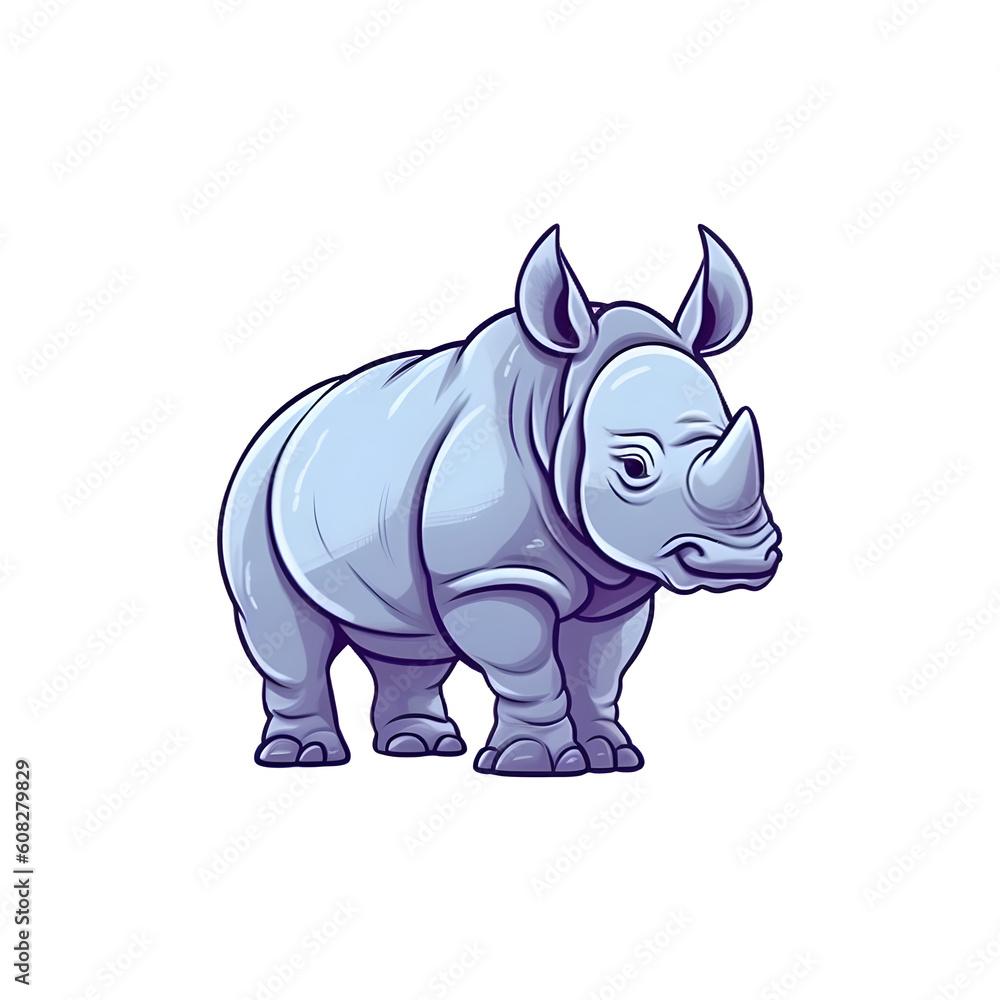 Bold and Cute: Delightful Rhino Edge Illustration