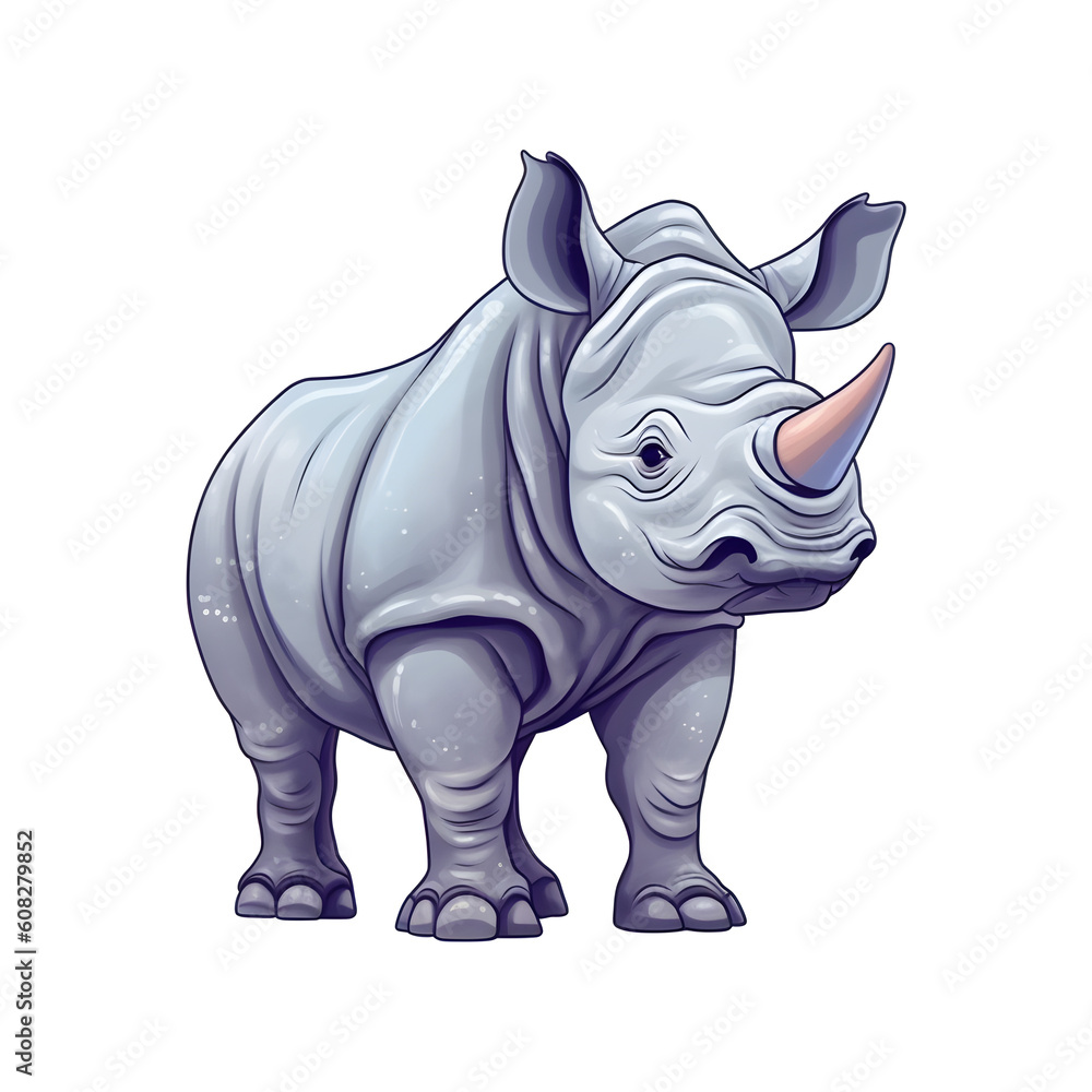 Fototapeta premium Bold and Cute: Delightful Rhino Edge Illustration