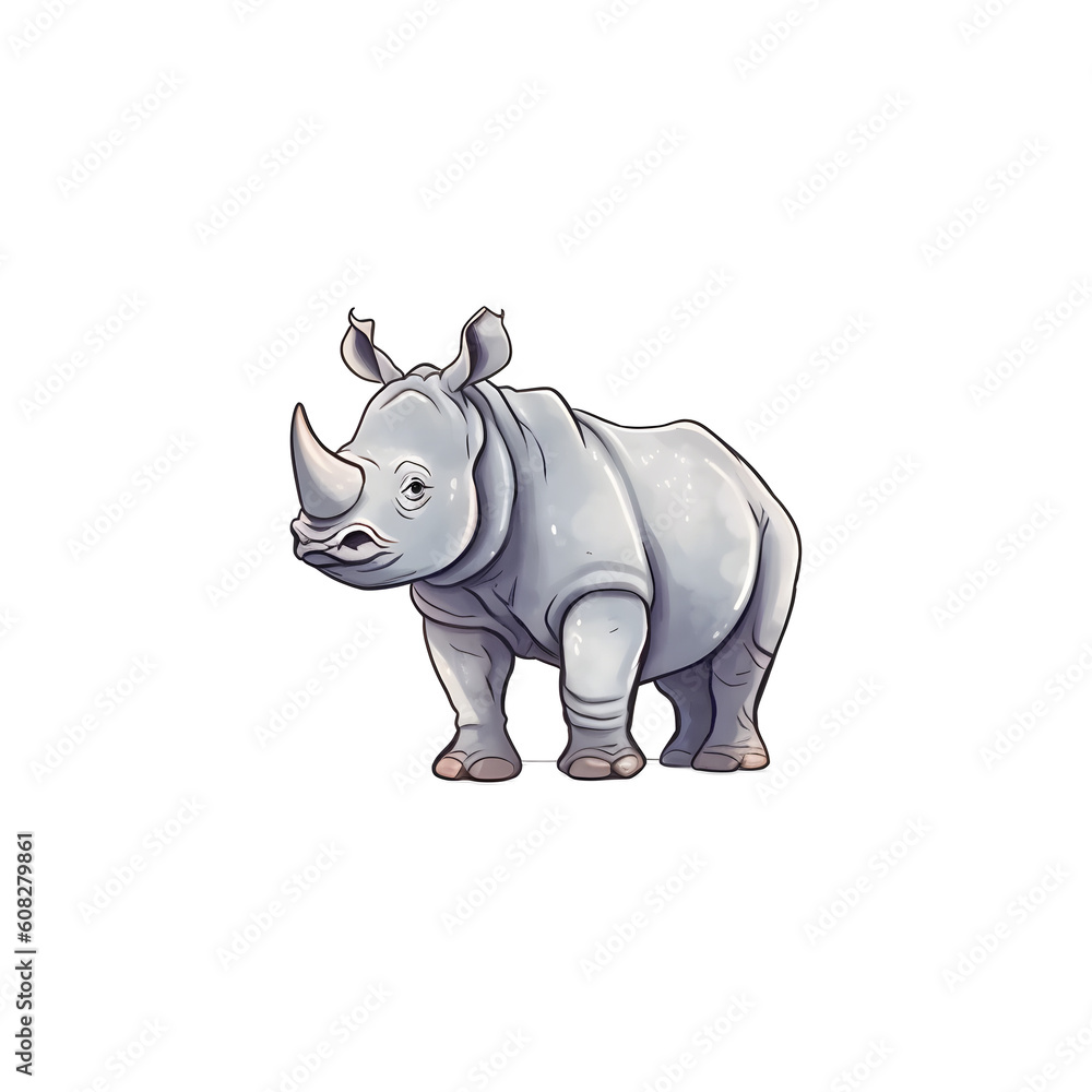 Fototapeta premium Bold and Cute: Delightful Rhino Edge Illustration