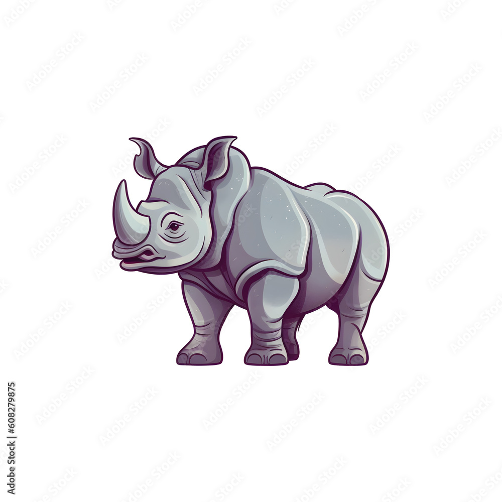 Fototapeta premium Bold and Cute: Delightful Rhino Edge Illustration