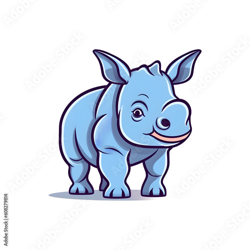 Bold and Cute: Delightful Rhino Edge Illustration