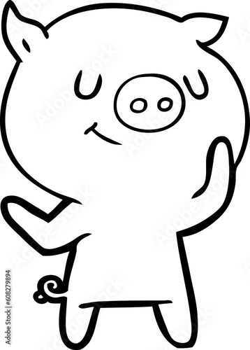 happy cartoon pig