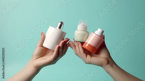 hand holding a bottle of cosmetics