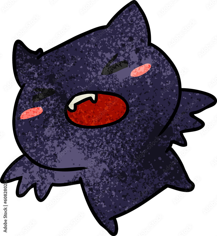 textured cartoon illustration of a kawaii cute bat textured cartoon illustration of a kawaii cute bat