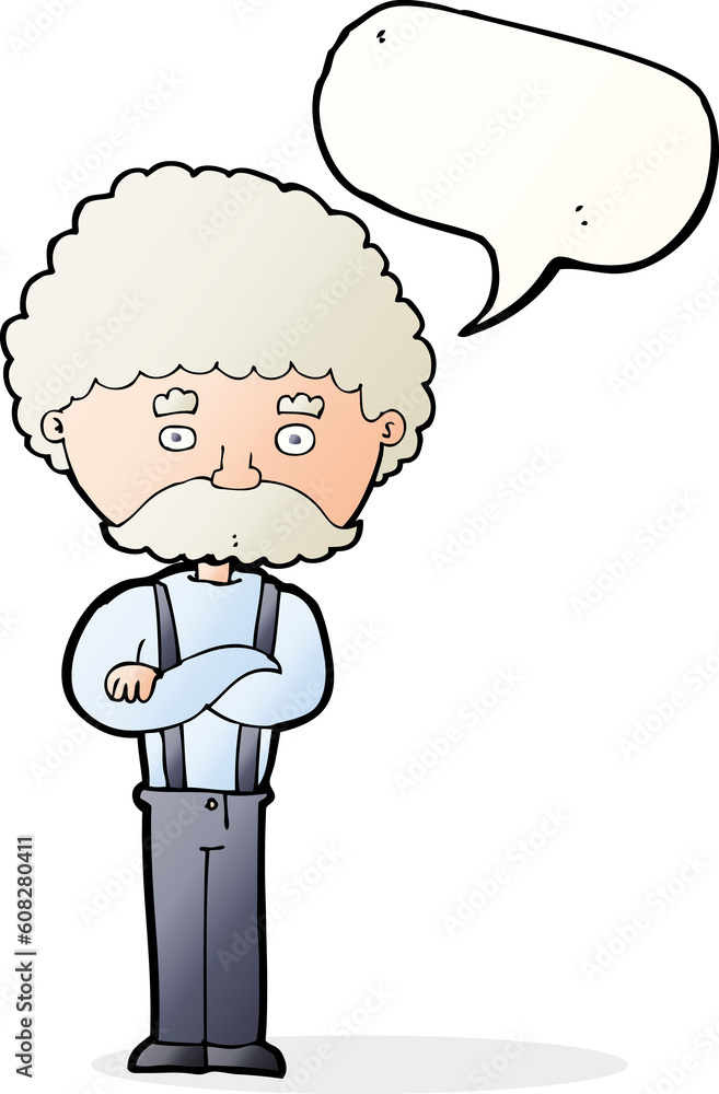 cartoon old man with speech bubble cartoon old man with speech bubble