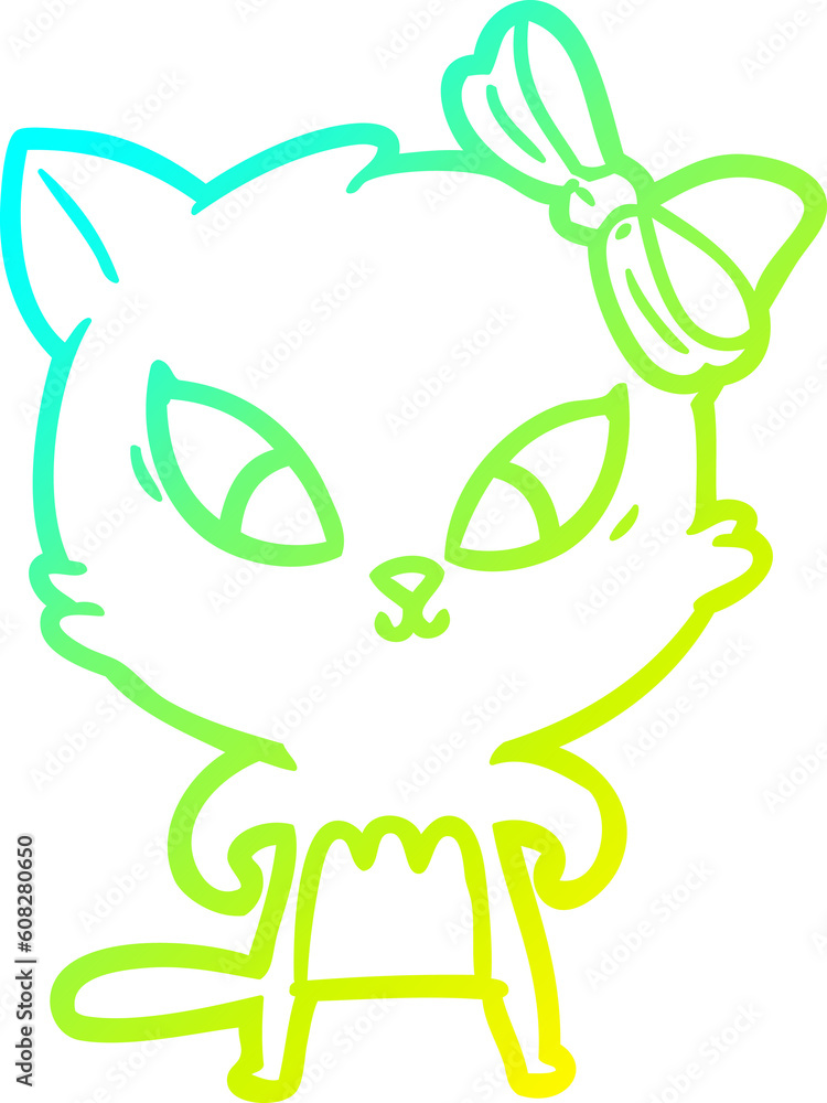 cold gradient line drawing of a cartoon cat cold gradient line drawing of a cartoon cat