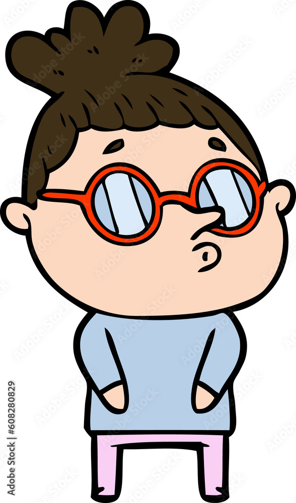 Fototapeta premium cartoon woman wearing glasses