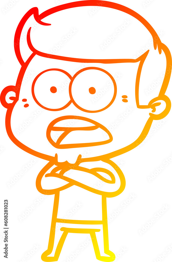 warm gradient line drawing of a cartoon shocked man warm gradient line drawing of a cartoon shocked man