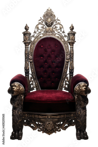Royal throne isolated on transparent background. Dark gothic throne. Majestic throne