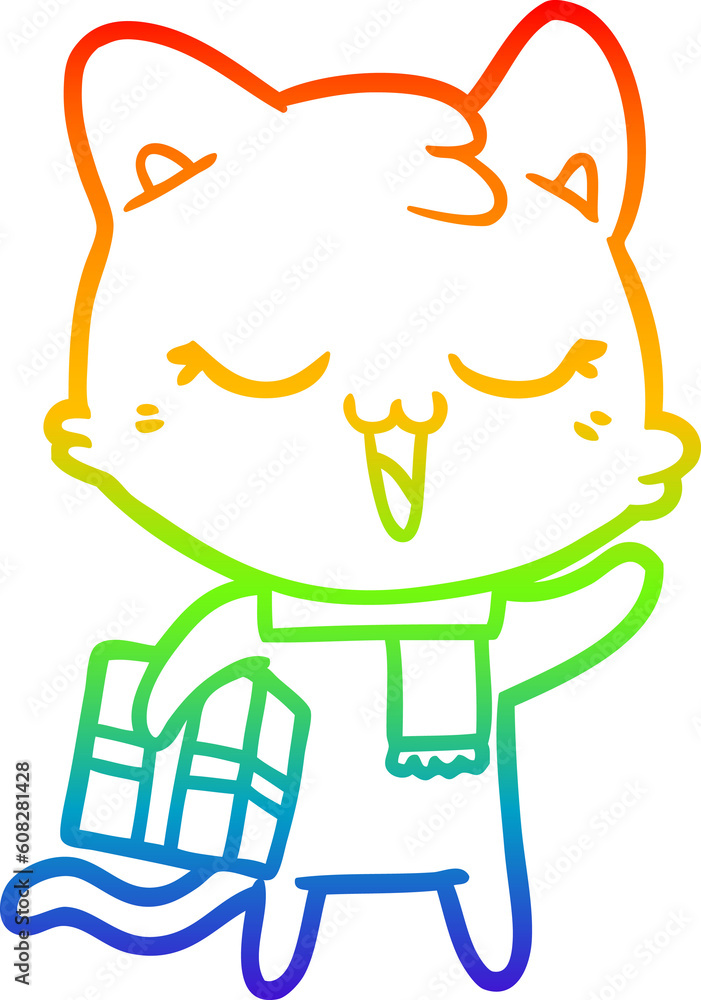 rainbow gradient line drawing of a cartoon cat rainbow gradient line drawing of a cartoon cat