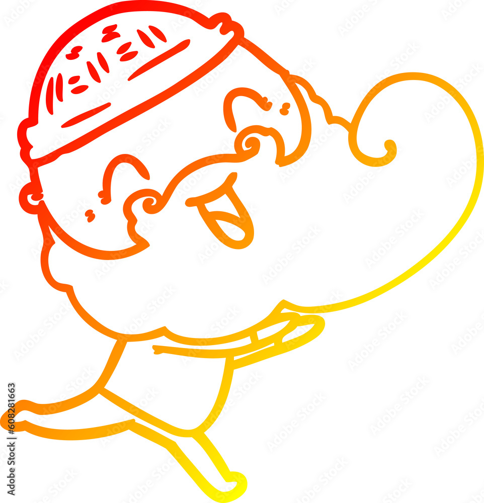 warm gradient line drawing of a happy bearded man warm gradient line drawing of a happy bearded man