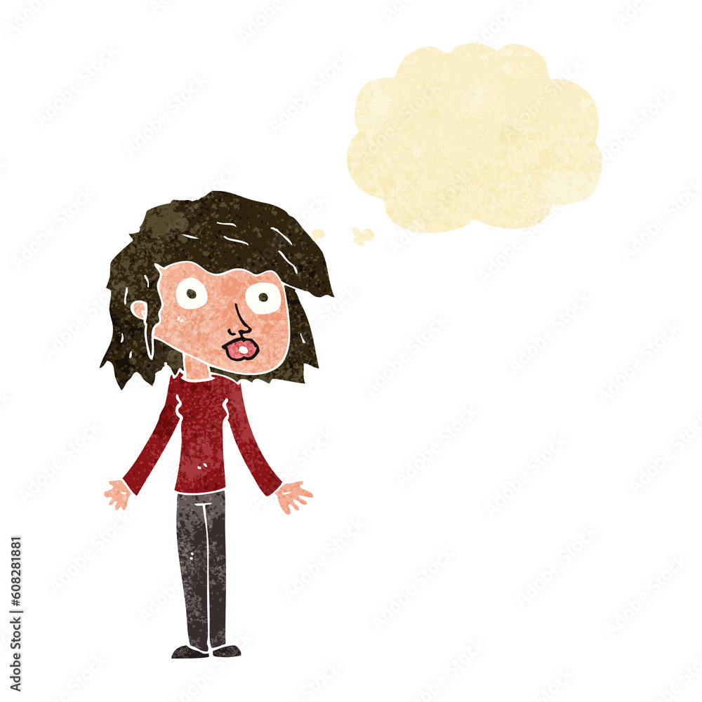 cartoon girl shrugging shoulders with thought bubble cartoon girl shrugging shoulders with thought bubble