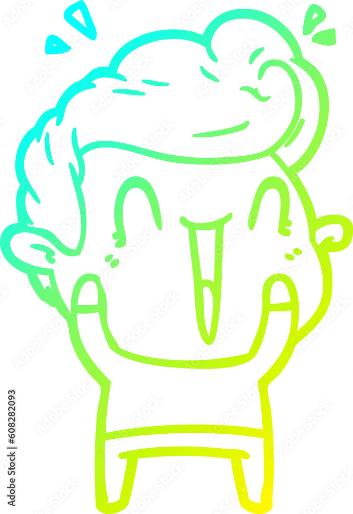 Obraz premium cold gradient line drawing of a cartoon happy man