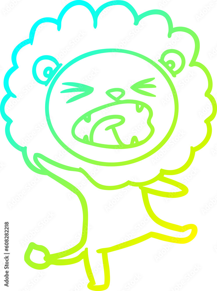 cold gradient line drawing of a cartoon lion cold gradient line drawing of a cartoon lion