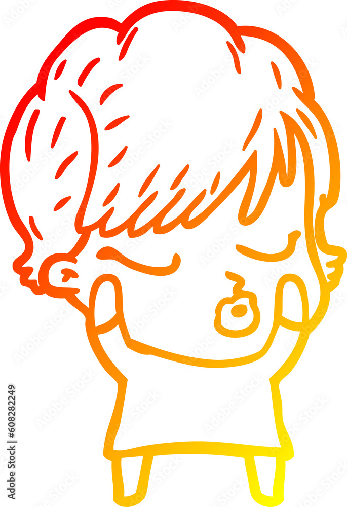 warm gradient line drawing of a cartoon woman with eyes shut warm gradient line drawing of a cartoon woman with eyes shut