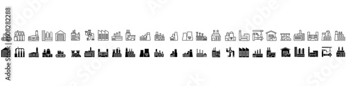 Factory icon vector set. productions  illustration sign collection. manufacture symbol. industry logo.