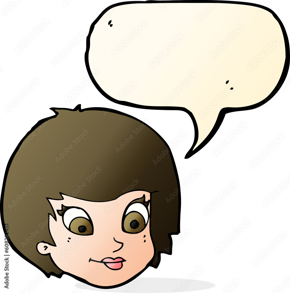 cartoon female face with speech bubble cartoon female face with speech bubble