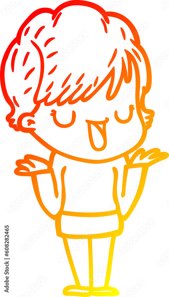 warm gradient line drawing of a cartoon woman talking warm gradient line drawing of a cartoon woman talking