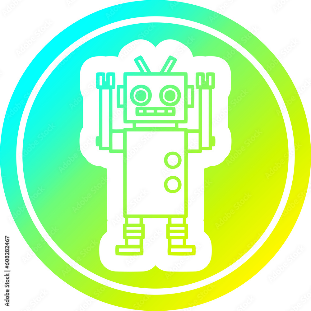 Fototapeta premium dancing robot circular icon with cool gradient finish