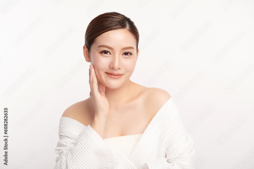 Beautiful young asian woman with clean fresh skin on white background, Face care, Facial treatment, Cosmetology, beauty and spa, Asian women portrait. Beautiful young asian woman with clean fresh skin on white background, Face care, Facial treatment, Cosmetology, beauty and spa, Asian women portrait.