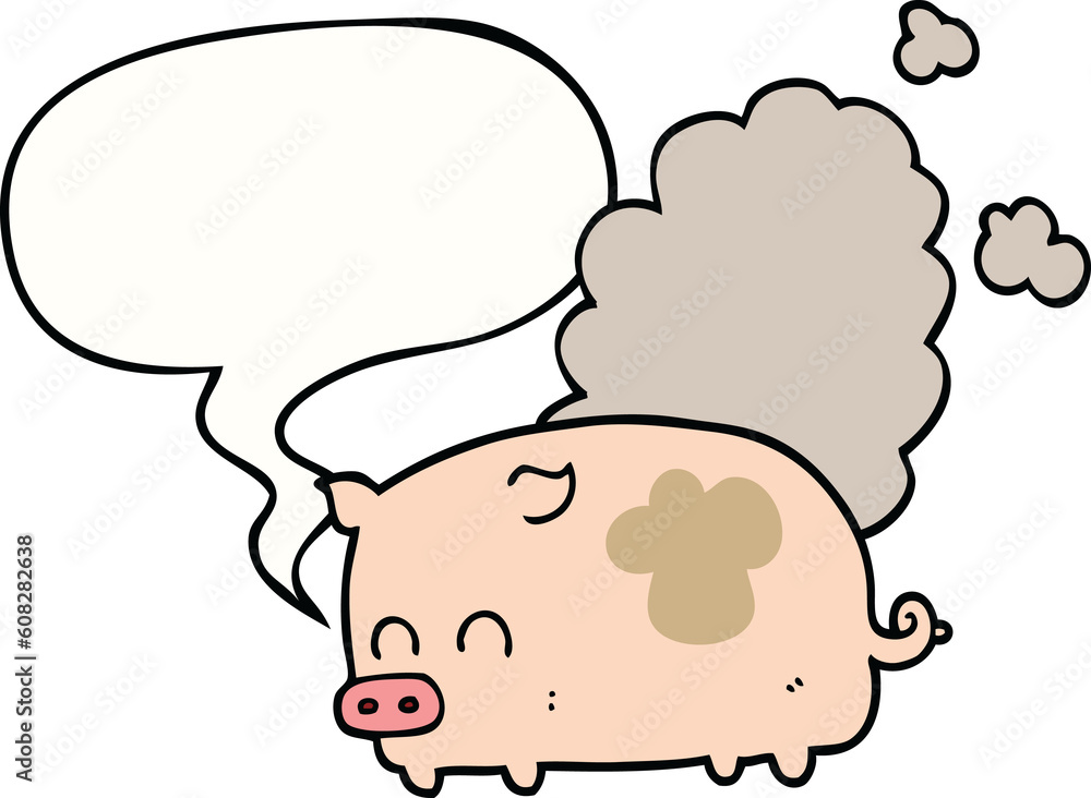 cartoon smelly pig with speech bubble cartoon smelly pig with speech bubble