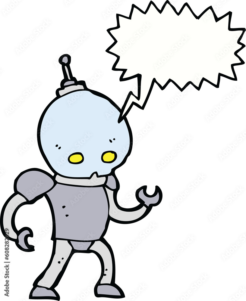 cartoon alien robot with speech bubble cartoon alien robot with speech bubble