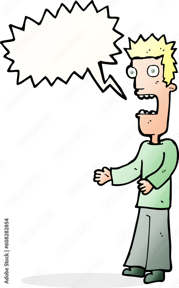 cartoon man freaking out with speech bubble cartoon man freaking out with speech bubble