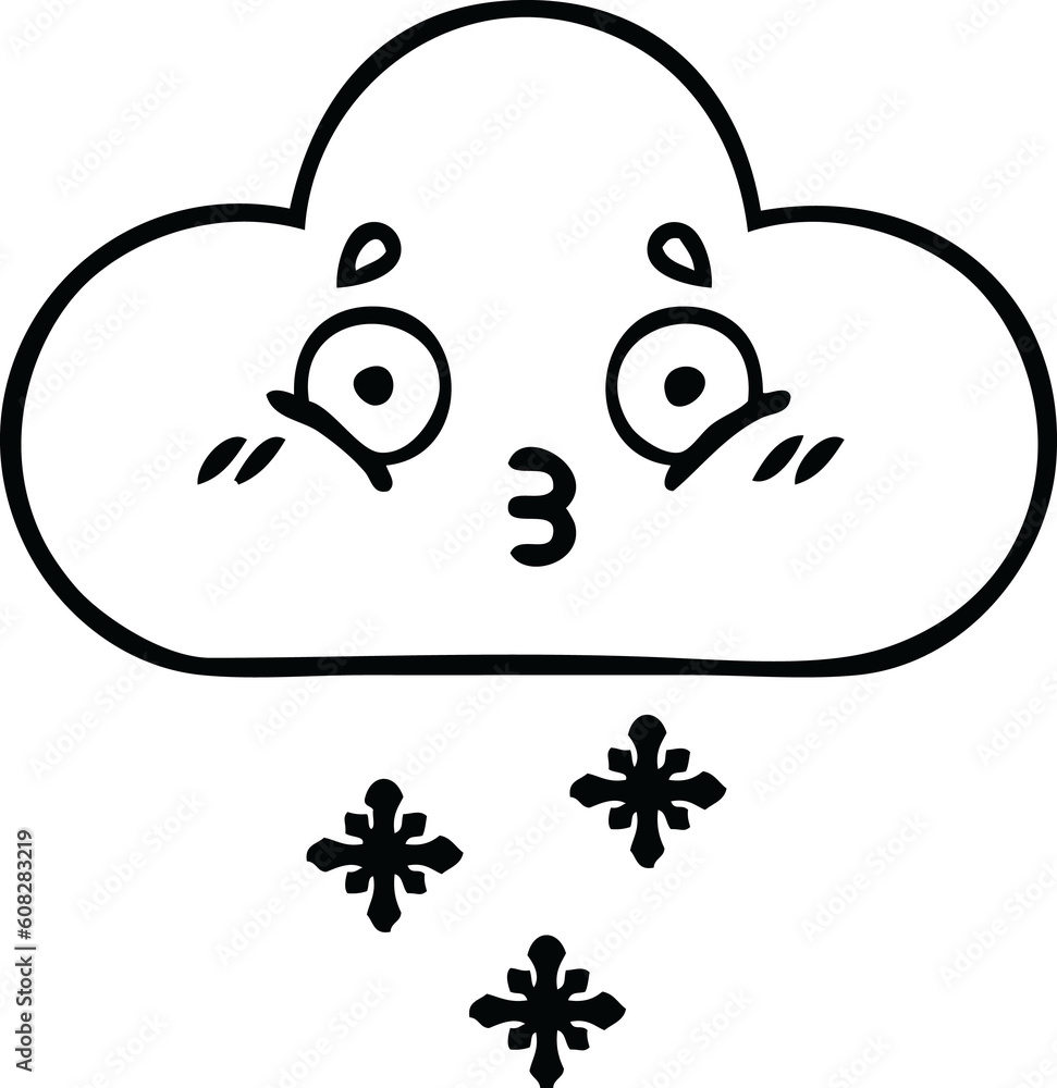 line drawing cartoon of a snow cloud line drawing cartoon of a snow cloud