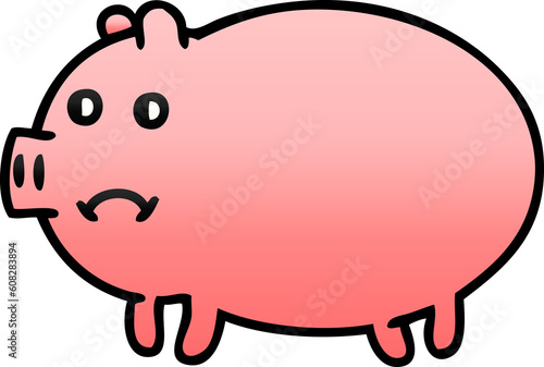 gradient shaded cartoon of a pig